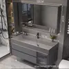 Nuevo Modelo Gabinete de Baño con Lavabo Extra Grande Integrado, Tocador de Baño, Lavabo, Juego de Gabinete con Lavabo de Placa de Roca para Baño