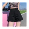 Shorts de Mezclilla Casuales de Moda para Mujer, Nuevo Estilo Primavera y Verano, Rectos de Línea A de Cintura Alta Sueltos con Dobladillo Enrollado