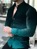 Moderna Camisa de Otoño para Hombre de Manga Larga con Estampado Digital 3D, Elegante Camisa Casual con Cuello de Solapa