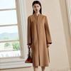 Casaco de lã dupla face 100% cashmere puro feminino longo estilo chinês simples de inverno alta qualidade fábrica de casacos de lã