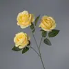 Flores Artificiales, Rosa Anna de Tres Cabezas, Arreglo Floral de Piso para Salón de Bodas, Decoración del Hogar, Flores Falsas, Venta al por Mayor desde Fabricante, Flores de Seda para Hotel