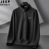 Suéter JEEP SPIRIT masculino outono e inverno Novo forrado com lã quente masculino pulôver com meio zíper top gola alta masculina