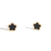 Moda Europea y Americana Versátil Nicho Pendientes de Acero de Titanio con Flor de Cinco Pétalos para Mujer, Pendientes de Commuter con Temperamento de Lujo Ligero, Pendientes de Flor