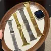 Pulseira de Metal de Aço Inoxidável com Padrão de Bambu Brilhante Adequada para Apple Watch iWatch 12ª Geração 11/10