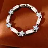Pulseira com fecho de flor cravejada de zircônias, toque de luxo leve nicho de alta qualidade, requintada e estilosa, versátil e única, joias para atacado