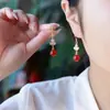 Nuevos Pendientes de Ágata Roja Natural, Elegantes y de Alta Gama, Pendientes para Mujer Inyectados en Oro de 14K, Pendientes Festivos y Simples de Nicho