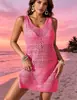 Vestido de Playa de Punto Hueco para Mujer Verano Nuevo Cubrebikini Vestido con Protección Solar Ropa de Baño para Vacaciones Transfronteriza Ropa Exterior