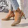 Sandalias de tacón de aguja con espalda hueca, estilo dama, verano 2024, puntera puntiaguda presbiópica retro, zapatos elegantes para mujer de oficina