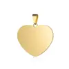 Placa lisa pulida espejo de acero inoxidable colgante de corazón joyería de acero de titanio colgante de placa de identificación lisa grabado láser