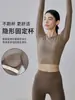 Roupa de Yoga Esportiva Plus Size para Verão com Sutiã Embutido Emagrecedor Secagem Rápida Manga Longa Roupas para Fitness Pilates Treinamento