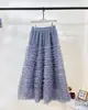 Falda de Pastel Mullida de Malla Resistente Albaricoque Falda de Capas con Volantes Versátil de Hada para Otoño e Invierno