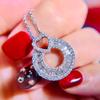 2020 Nueva Moda Lujo Ligero Elegante Oro de 18 Quilates Redondo Diamante Diamante Collar Colgante de Moissanita Mujeres