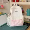 Mochila fofa estilo Newins com estampa xadrez de bolinhas para meninas, alunos do ensino fundamental e médio, mochila escolar, leve, grande capacidade, mochila de viagem