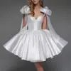 Vestido de Noche de Color Sólido con Tirantes Diseño de Lazo Vestido Corto Fiesta de Cumpleaños Baile de Graduación Vestido Petite para Mujer