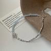 Pulsera de Plata Esterlina S925 Corte Aquamarus Tubo de Plata Koo Flor Estilo Ins Pulsera Combinable