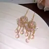 Brincos de Franja com Zircônia Pérola Agulha de Prata para Mulheres, Luxo Leve, Estilo Vintage de Alta Qualidade, Design de Nicho, Acessórios de Orelha Versáteis