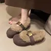 Zapatos de Moda de Algodón de Corte Bajo 2026 Zapatos de Piel Zapatos de Correa Única Mujer Invierno Aumentadores de Altura Interna Estilo Coreano Mary Janes con Forro de Terciopelo