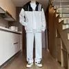 Nueva ropa de otoño para hombre: conjunto casual de dos piezas para hombre: sudadera con capucha de punto holgada de manga larga y pantalones deportivos rectos