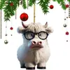 Adorno Navideño Colgante de Vaca de las Tierras Altas Transfronterizo Decoración de Vaca de Dibujos Animados Colgante para Llaves de Coche Mochila