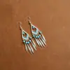 Brincos Coloridos Boêmios Retrô com Franjas em Forma de Diamante, Estilo Étnico Geométrico, Brincos Étnicos de Prata, Acessórios Estilo Férias de Yunnan