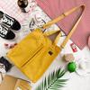Nueva Bolsa de Hombro de Pana Estilo Coreano Ins Clásica Chic Simple Artística Fresca Mochila Escolar para Estudiante Bolso de Mano