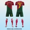 Conjunto de Uniforme de Fútbol para el Mundial Camiseta Personalizada de Portugal Niños de Preescolar Niños Uniforme de Entrenamiento para Niños Selección Nacional Fútbol