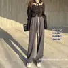 Pantalones de Burbuja Nube para Mujer Verano Estilo Coreano Caída Estrechos Rectos Cintura Alta Sueltos Adelgazantes Casuales de Barrer el Suelo de Pierna Ancha