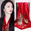 Lenço Quadrado Grande Paisley Retrô Europeu e Americano Transfronteiriço Lenço de Seda Xale Turbante para Dança de Rua Lenço de Moda Versátil Coreano para Mulheres