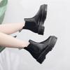 Epiden 2976 Botas Chelsea Botas de Plataforma para Mujer Botas de Motociclista para Mujer Botines Británicos de Cuero Suela de Plataforma Zapatos Slip-on