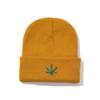 Gorro de punto con bordado de hojas verdes transfronterizo para hombre y mujer, gorro de lana de moda para otoño e invierno, gorro cálido para exteriores