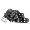 Cinturón de Estrella Remachada Europeo y Americano Hebilla de Pin Doble Fila Cinturón Ancho Estilo Punk Cinturón para Jeans de Mujer Retro Mismo Estilo para Hombres y Mujeres