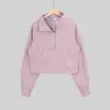 Moletom Scuba grosso com forro de fleece estilo Lulu para outono e inverno, gola alta, solto e versátil, jaqueta esportiva para yoga para mulheres