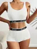Ropa Interior Sexy de Fitness para Mujer Algodón Ala Ancha Letra Cintura Media Niña Conjunto de Ropa Interior Deportiva Europeo y Americano Transfronterizo Aliexpress