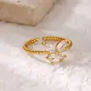 Anel Cruzado com Borboleta Cravejada de Diamantes Transfronteiriço Anel de Abertura Multi-Articulado Estilo Cool de Luxo Joias de Alto Padrão para Mulheres