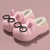 Chinelos de Algodão Infantis com Óculos Meninos Meninas Inverno Fechados Impermeáveis Antiderrapantes Rilakkuma Sapatos de Algodão para Bebê Externo