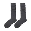 Nuevos calcetines de becerro lisos de color sólido de doble costura transfronterizos para otoño e invierno, calcetines casuales versátiles apilables, calcetines de tubo medio para mujer, calcetines blancos para estudiantes