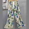 Pantalones de Pijama de Algodón Finos de Verano para Mujer con Estampado de Dibujos Animados, Pantalones de Pierna Ancha para Mujeres Embarazadas, Tallas Grandes, Adecuados para Usar Afuera, Pantalones Largos de Algodón, Exportación