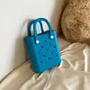 Bolsa de Gelatina DIY 2025 Bolsa de Praia de Verão Cor de Doce Bolsa de Parede com Furos Bolsas de Mão Transversais Femininas Bolsa Tote Bolsa de Praia de Eva