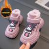 Botas de Nieve Kuromi para Niños Invierno 2024 Nuevo Terciopelo Engrosado para Hombres y Mujeres Medianas y Grandes Ropa Exterior de Algodón Zapatos de Algodón Impermeables