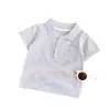 Roupa Infantil Transfronteiriça Camisa Polo Lisa de Manga Curta para Meninos e Meninas Camiseta de Verão com Gola de Renda Blusa Top Feminina