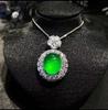 Pendientes Colgantes de Copo de Nieve con Incrustaciones de Crisoprasa de Hielo Alto de Plata 925 Juego de Dos Piezas Collar de Jade Esmeralda de Hielo Blanco