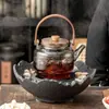 [evento] Cozinhando Chá Perto do Fogão, Fogão de Cerâmica Elétrico, Conjunto Completo Doméstico de Latas de Chá Assado da Celebridade da Internet, Chaleira para Preparo de Chá, Bule de Vidro