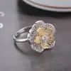 Europa y Estados Unidos nueva joyería Gente de moda puede girar el anillo de apertura de copo de nieve para enviar a novias novia regalo de San Valentín mujeres