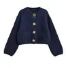Moda Feminina Europeia e Americana Transfronteiriça Nova Outono e Inverno Estilo Preguiçoso Fashionável Casual Versátil Cardigan Suéter de Tricô Grosso