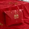 Bolsa de Armazenamento para Colcha de Dote de Celebração de Casamento Conjunto de Quatro Peças Estilo Chinês Bolsa de Embalagem para Bolsa de Mão Bolsa Grande Vermelha para Colcha