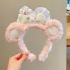 Diadema de estilo coreano kawaii para niña, bonita diadema de felpa con dibujos animados para otoño e invierno, diadema para lavarse la cara a presión con el pelo de niña dulce