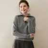 Nuevo Suéter de Cachemir 100% Puro para Mujer Otoño/Invierno, Pulóver, Engrosado, Media Cremallera, Cuello Solapa, Tejido Cálido