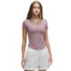 Camiseta Henley de Manga Corta Ajustada para Mujer, Camiseta de Verano Ribeteada Adelgazante para Yoga Fitness