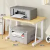 Estante para Impresora Escritorio de Oficina Estante Pequeño de Doble Capa para Fotocopiadora Estante Multifuncional para Almacenamiento de Horno de Microondas