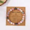 Pulsera de Cristal Imitación Piedra Cebra Rosa para Mujer, Más Vendido en Amazon, Tarjeta de Ánimo, Pulsera de Perlas Rosas, Perlas Redondas, Joyería de Exportación